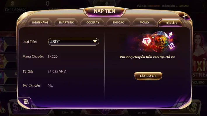 Nạp tiền Gem win bằng hình thức tiền ảo