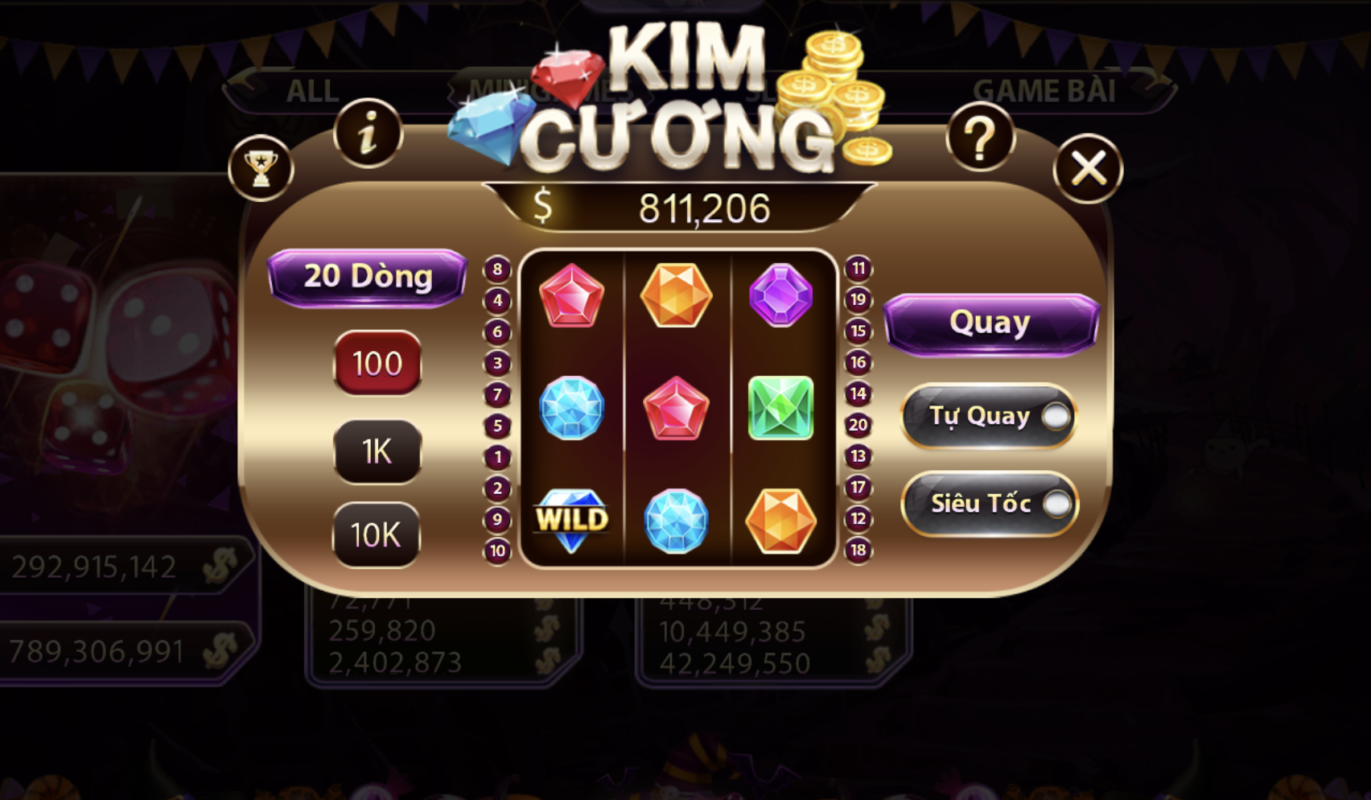 Giới thiệu các phím tắt trên giao diện của mini game Kim cương Gemwin 